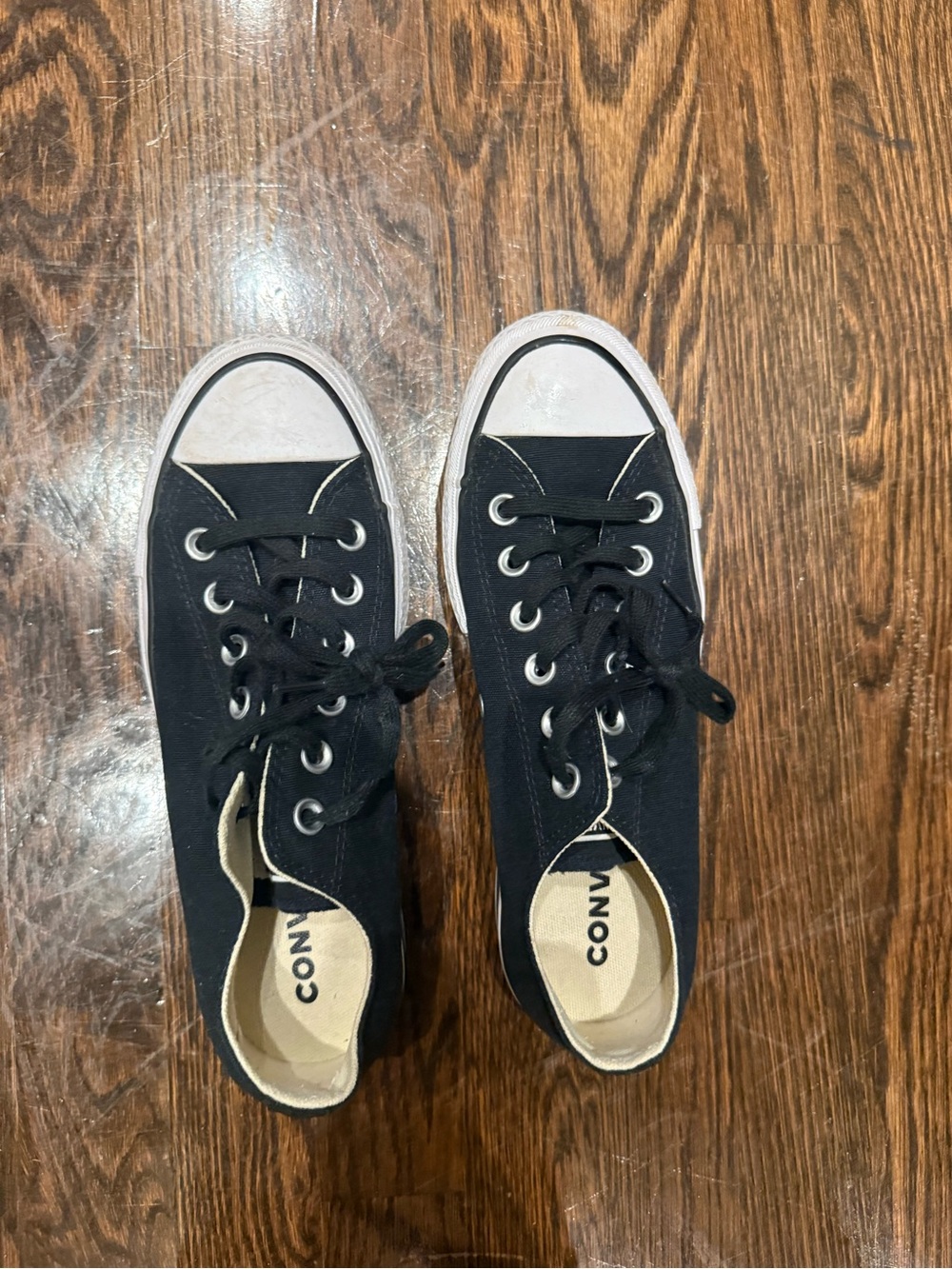 Converse Black Low Top Canvas Sneakers with White Toe Caps